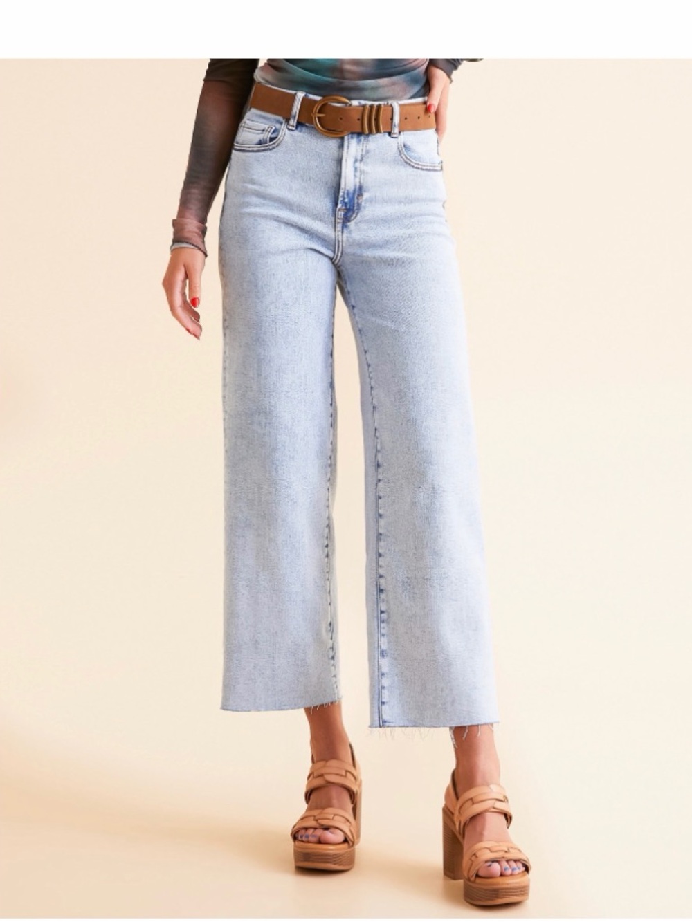 Buckle cropped wide leg Jeans